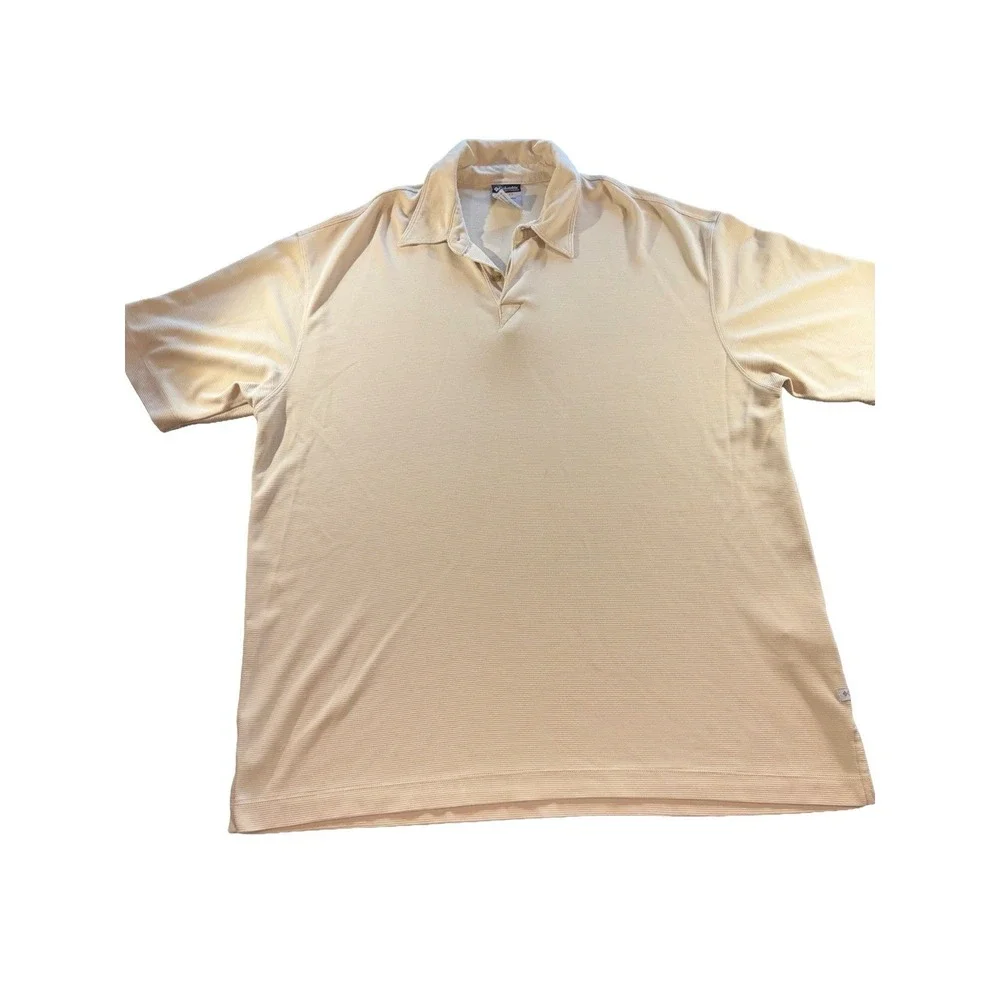 Columbia XCO Khaki Ribbed Short Sleeve Polo Shirt Size Large Men's Polo Top Golf